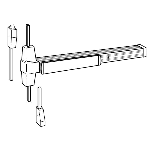 Grade 1 Surface Vertical Rod Exit Bar, Wide Stile Pushpad, 48-in Panic Device, 84-in Door Height, Du
